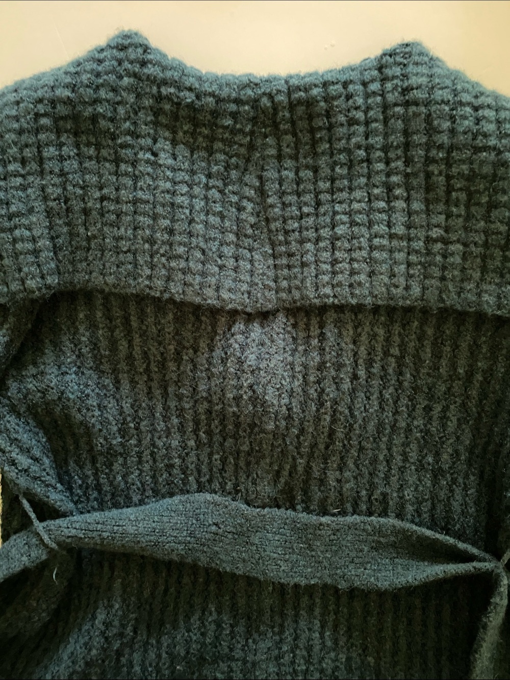 Free People Knit Belted Cardigan Coat Teal / Forest Green wood buttons Medium - Picture 12 of 16